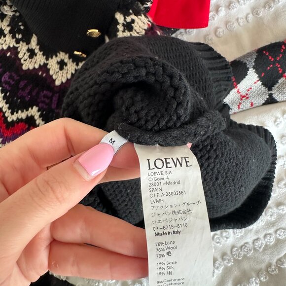 Loewe Sweater Wool Blend Rib Knit Argyle-Intarsia Pattern Roll Neck Sz Medium - Picture 3 of 12